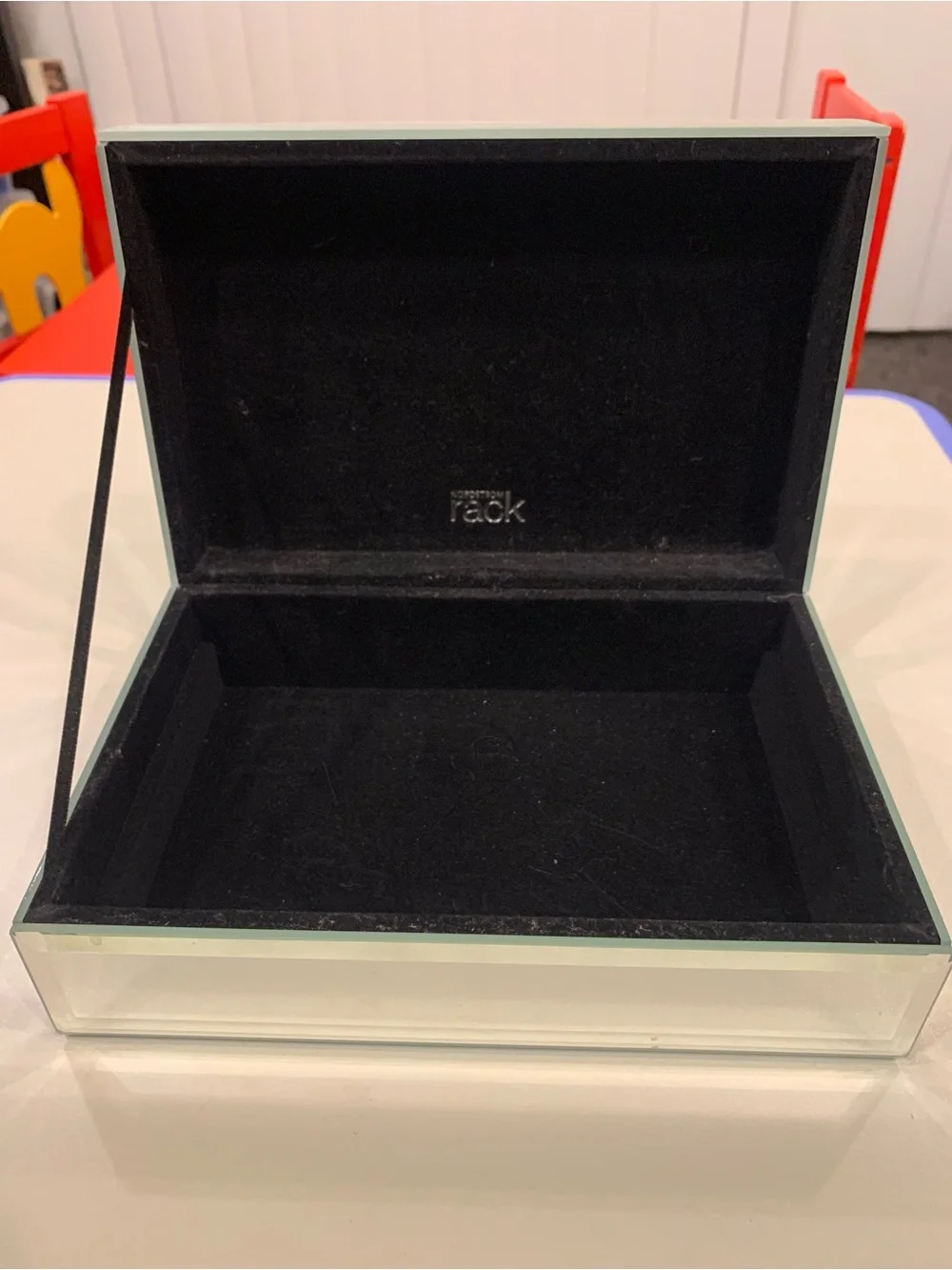 Mirrored Glass Jewelry Organizer Box - Clear Silver Accent